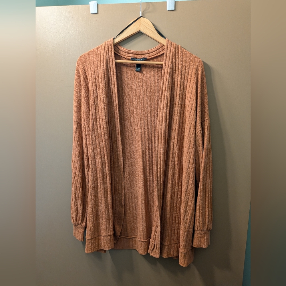 Thread & Supply Open Ribbed Cardigan - Rust Orange